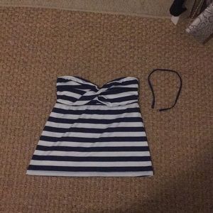Navy and white bathing suit top